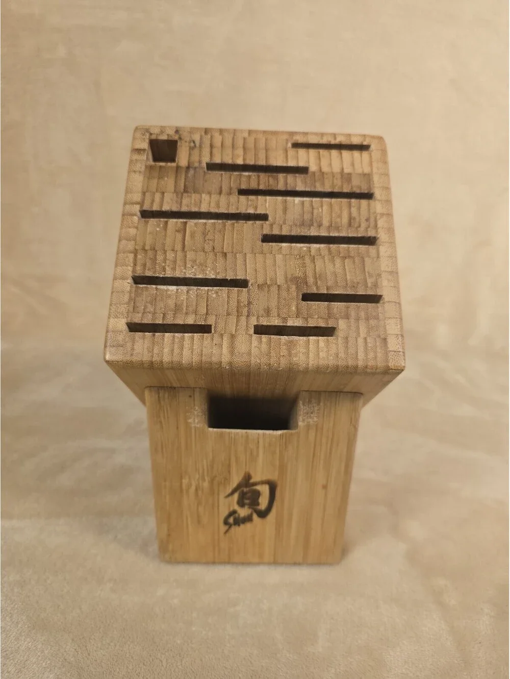 Shun 11-Slot Bamboo Knife Block For Chef Hone Blade Scissors Pairing Bread